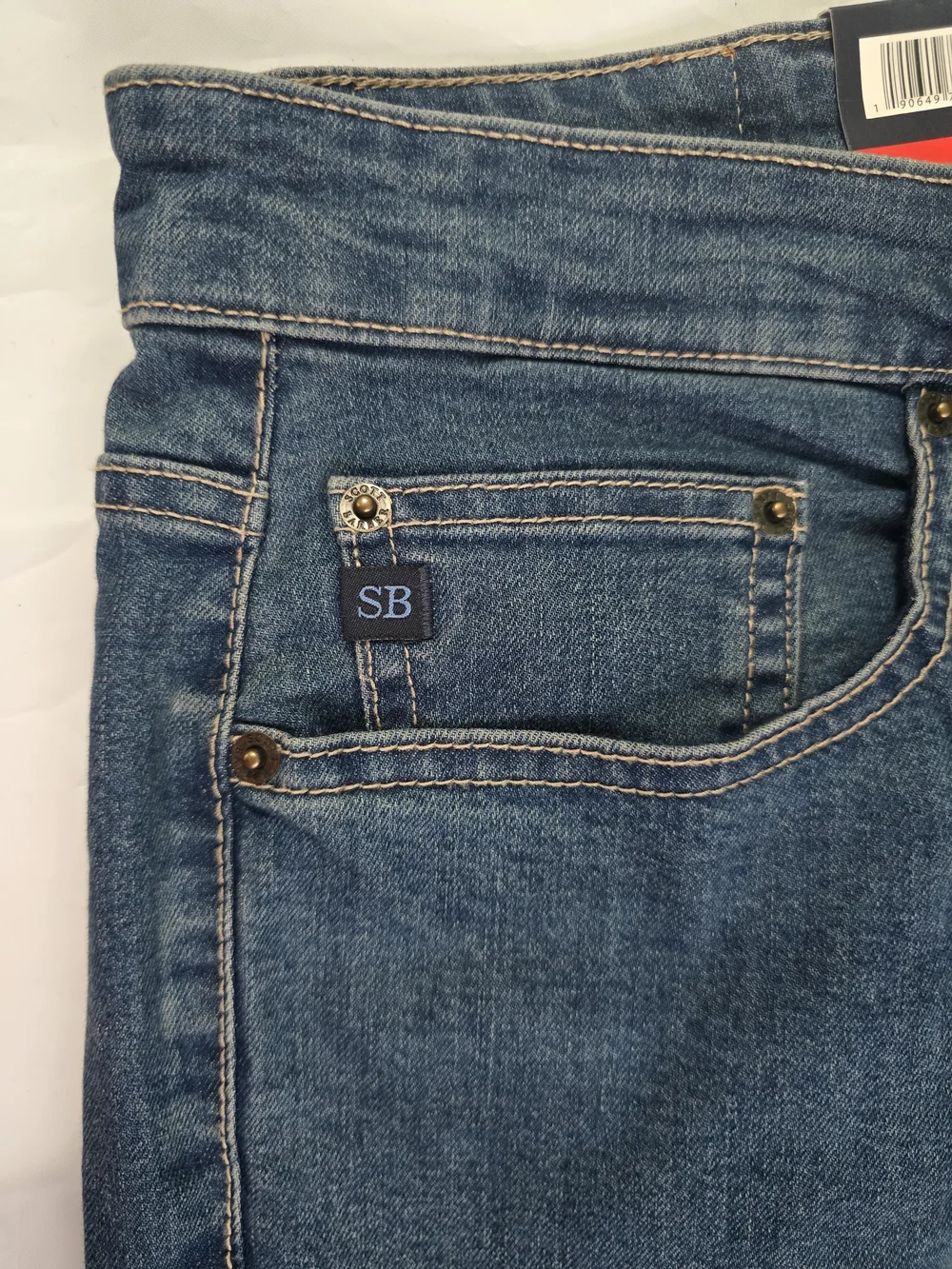 Scott Barber Straight Fit Medium Wash Blue Denim Stretch 5Pocket Jeans 34x34 NWT